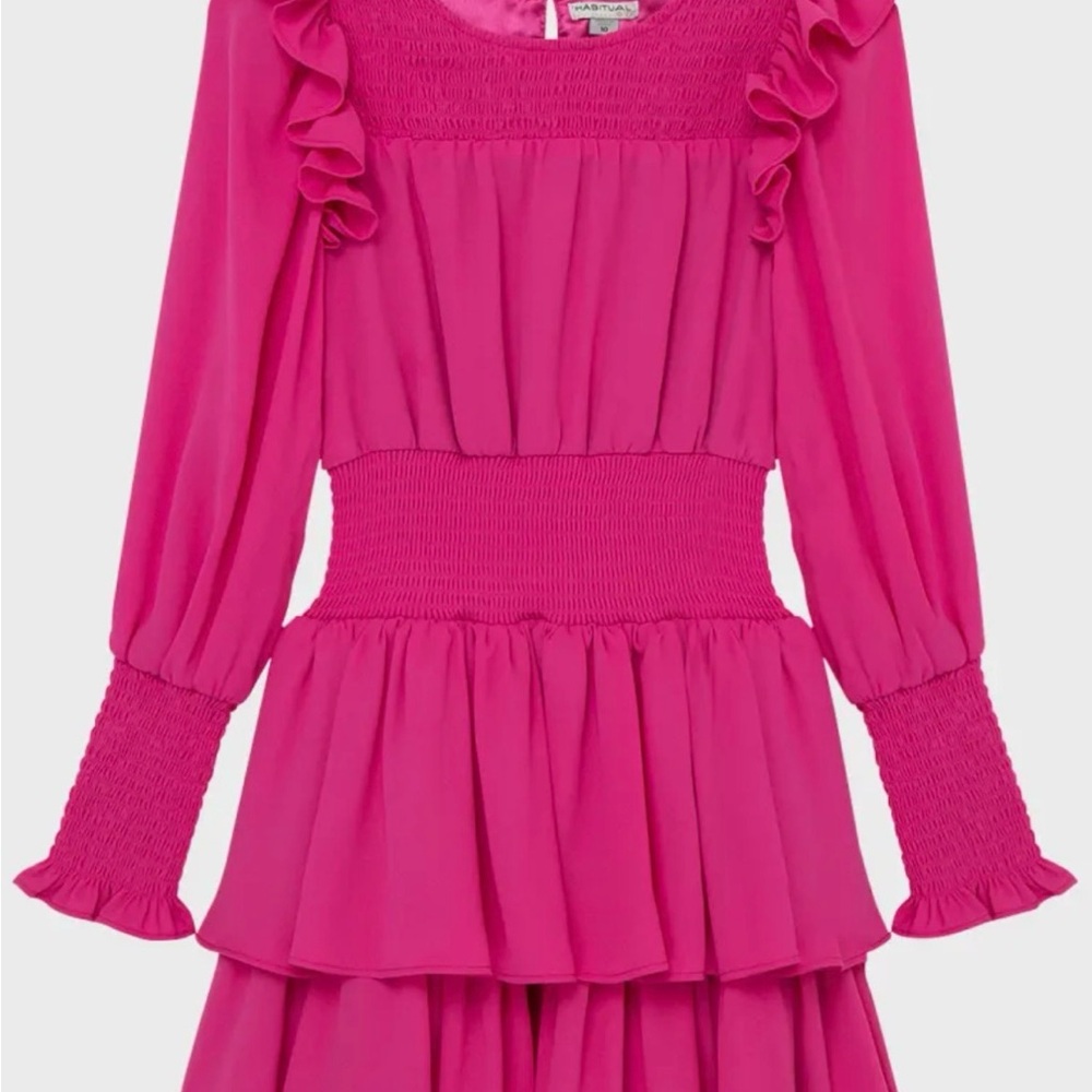 Neiman Marcus Girls smocked-waist ruffle dress size 12